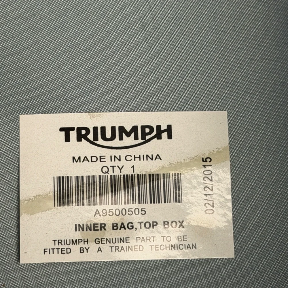 Triumph A9500505 Inner Bag Top Box Motorcycle Luggage Black Ballistic Nylon NWT